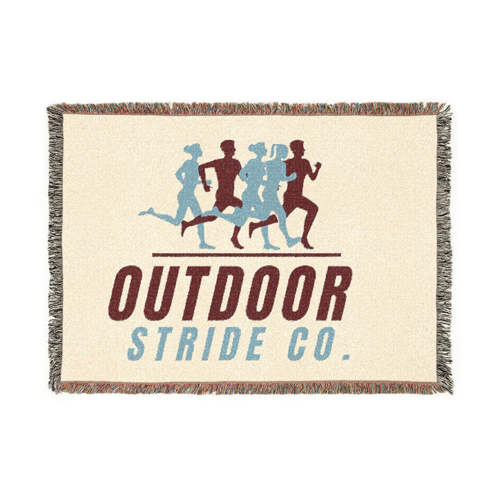 Woven Blanket — Outdoor Stride Co. Retro Running Logo Throw