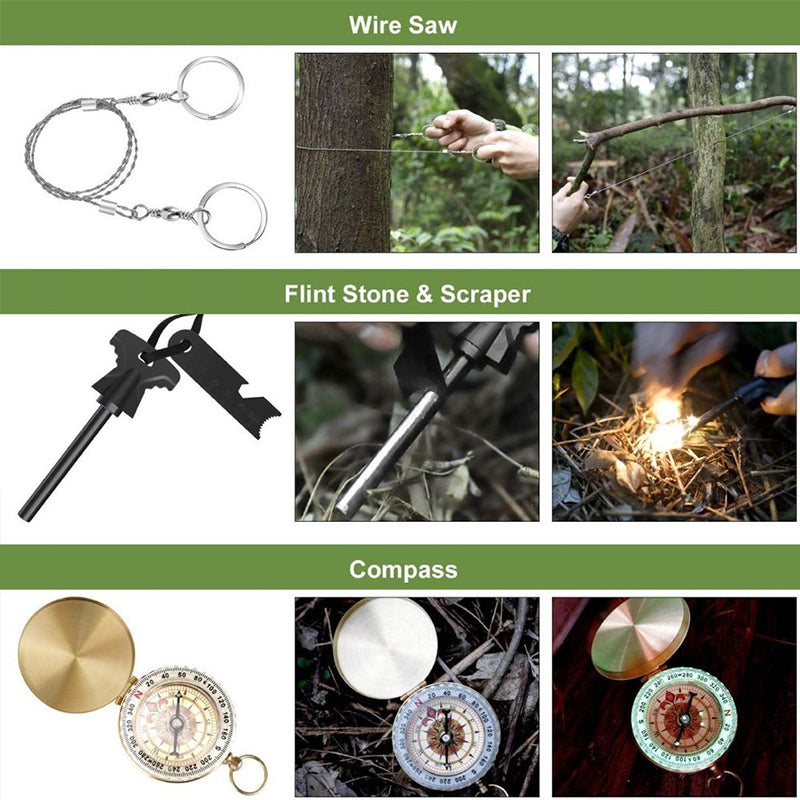 Portable Outdoor Survival Kit with Emergency Tools