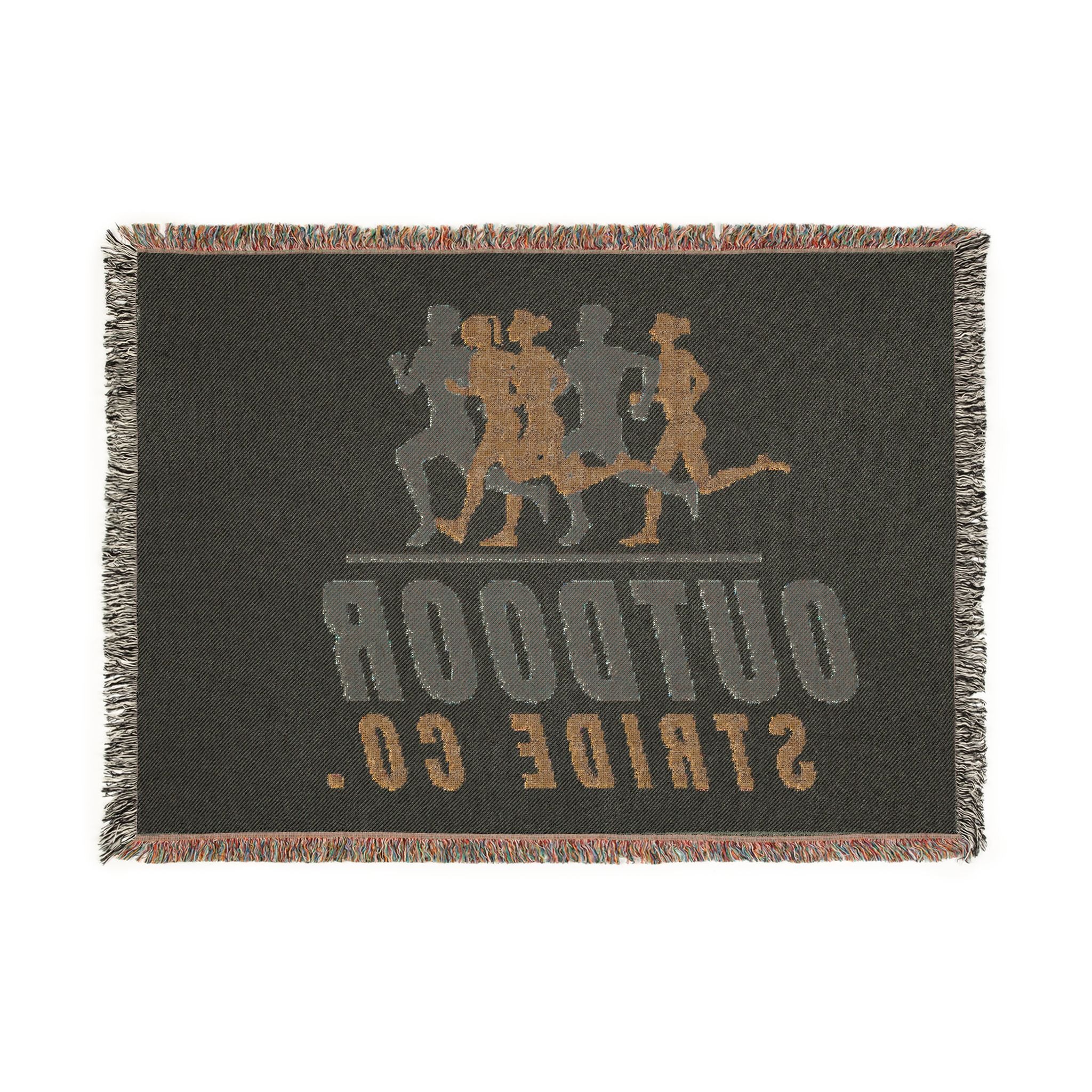 Woven Blanket — Outdoor Stride Co. Retro Running Logo Throw
