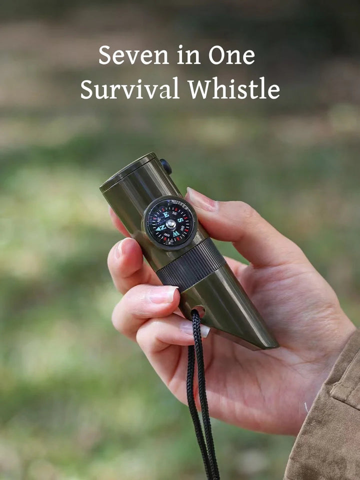 7-in-1 Survival Whistle with Compass and Flashlight