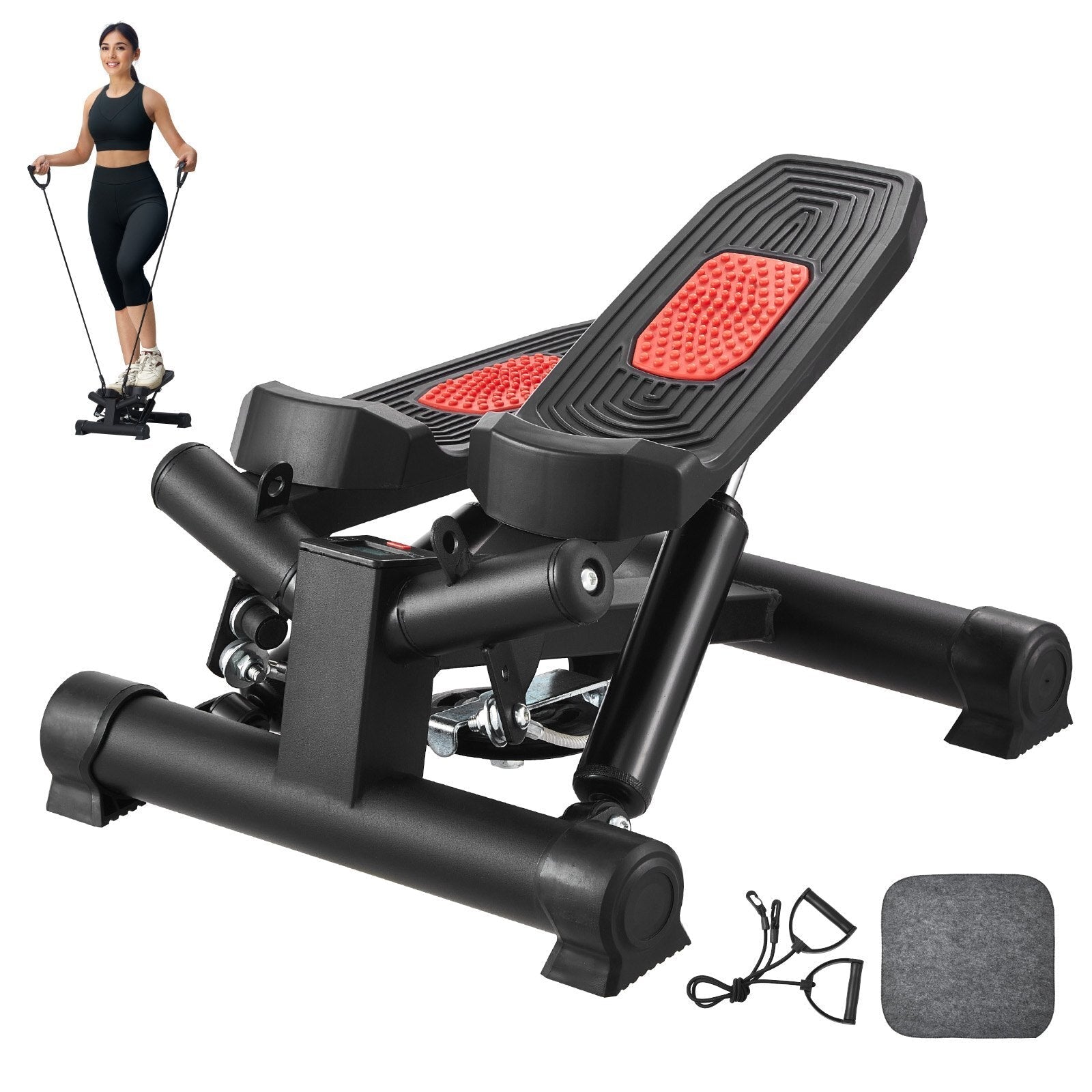 Mini Hydraulic Twist Stepper with Resistance Bands & LCD