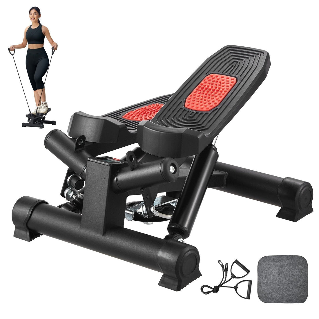 Mini Hydraulic Twist Stepper with Resistance Bands & LCD