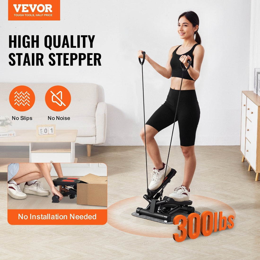 Mini Hydraulic Twist Stepper with Resistance Bands & LCD