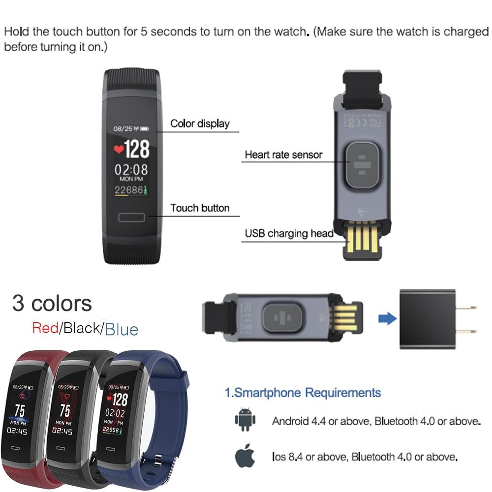 GT101 Waterproof Sports Smartwatch with Fitness Tracker