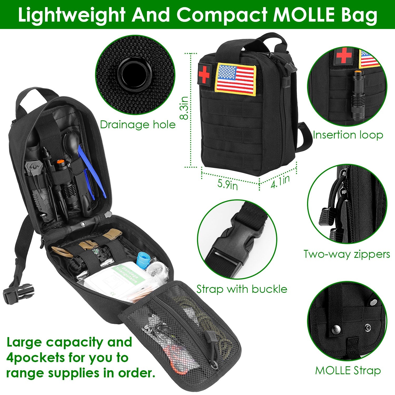 47-Piece Emergency Survival EDC Kit with Pouch