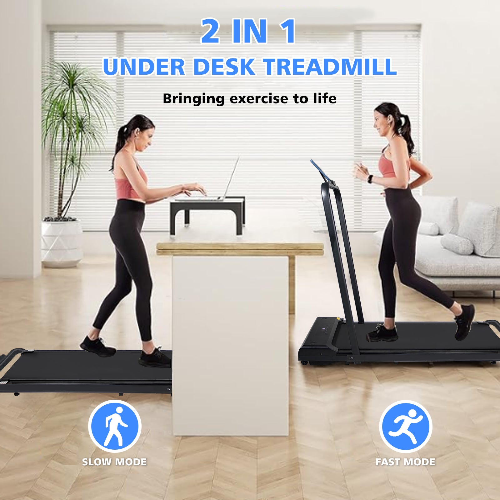 2-in-1 Folding Walking Pad Treadmill 240 lb