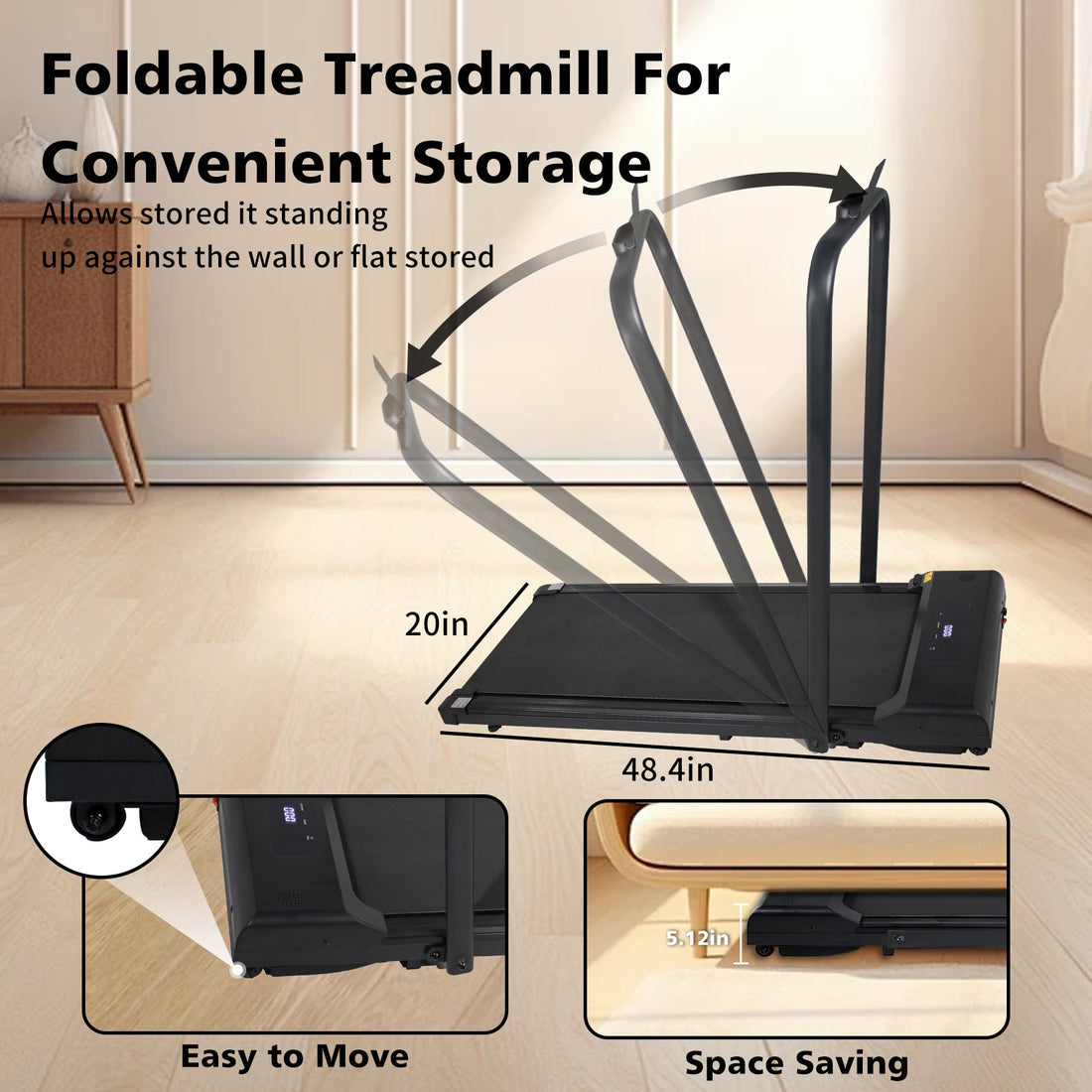 2-in-1 Folding Walking Pad Treadmill 240 lb