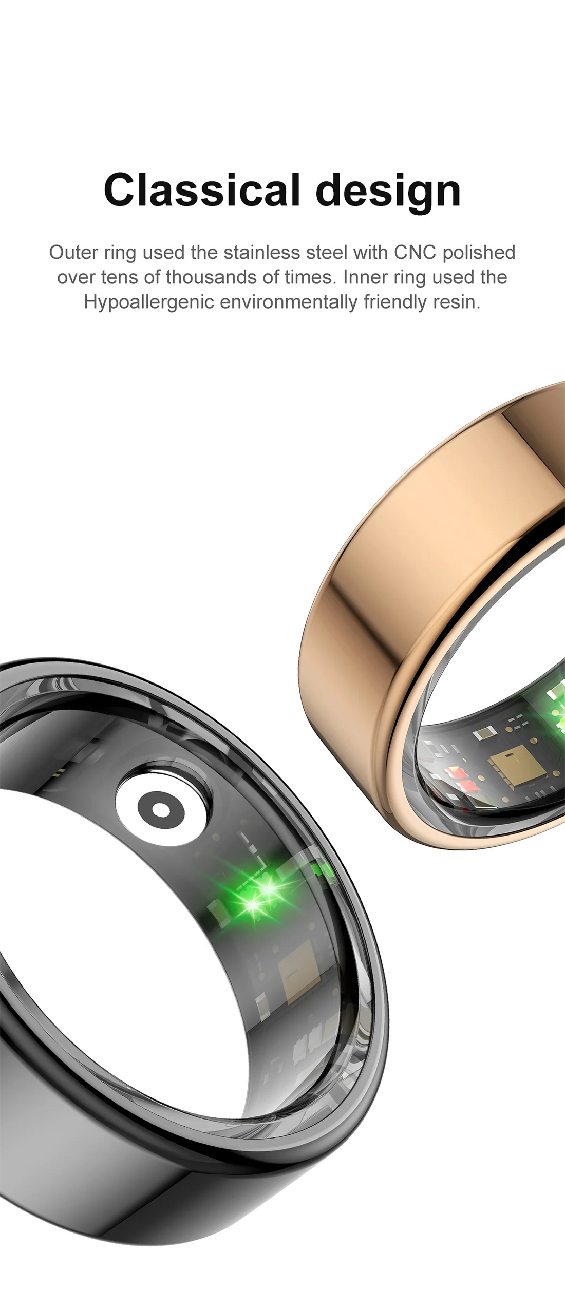 Titanium Smart Ring with Sleep Fitness Tracking