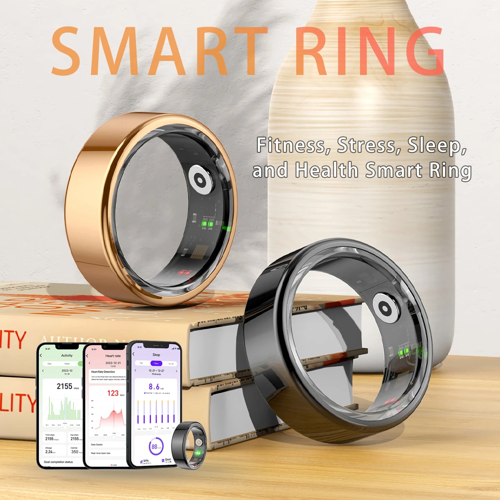 Titanium Smart Ring with Sleep Fitness Tracking