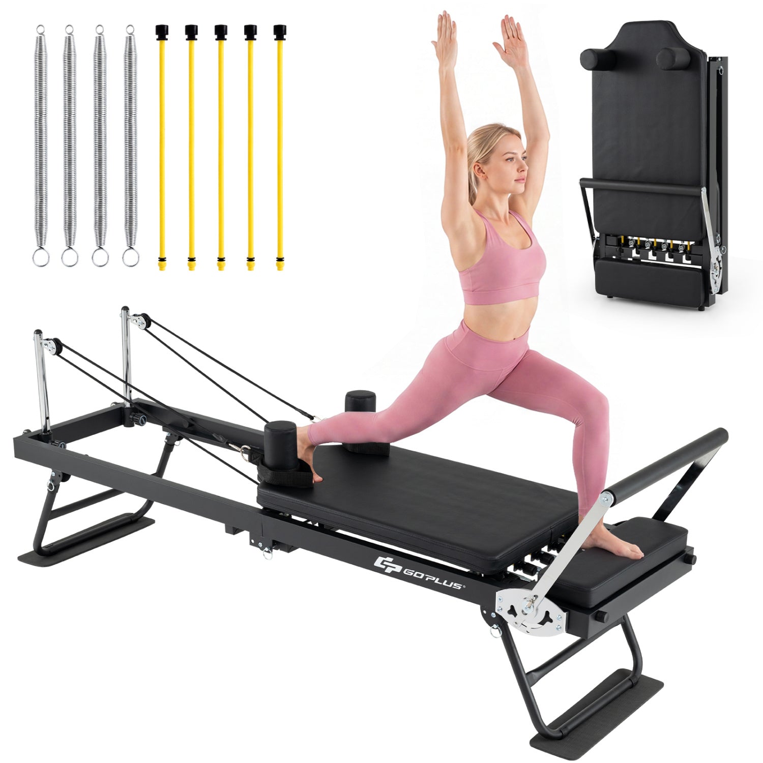 Foldable Pilates Reformer Machine for Home Gym