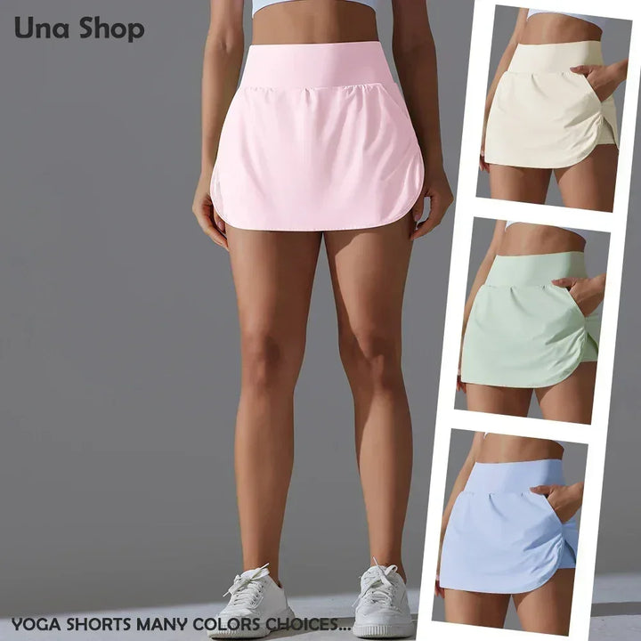 Una-Shop Women's High-Waist Yoga Shorts with Pockets