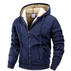 Winter Men’s Fleece Zipper Jacket – Thick Windproof Hooded Coat for Casual Wear & Outdoor Sports