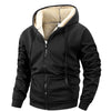 Winter Men’s Fleece Zipper Jacket – Thick Windproof Hooded Coat for Casual Wear & Outdoor Sports