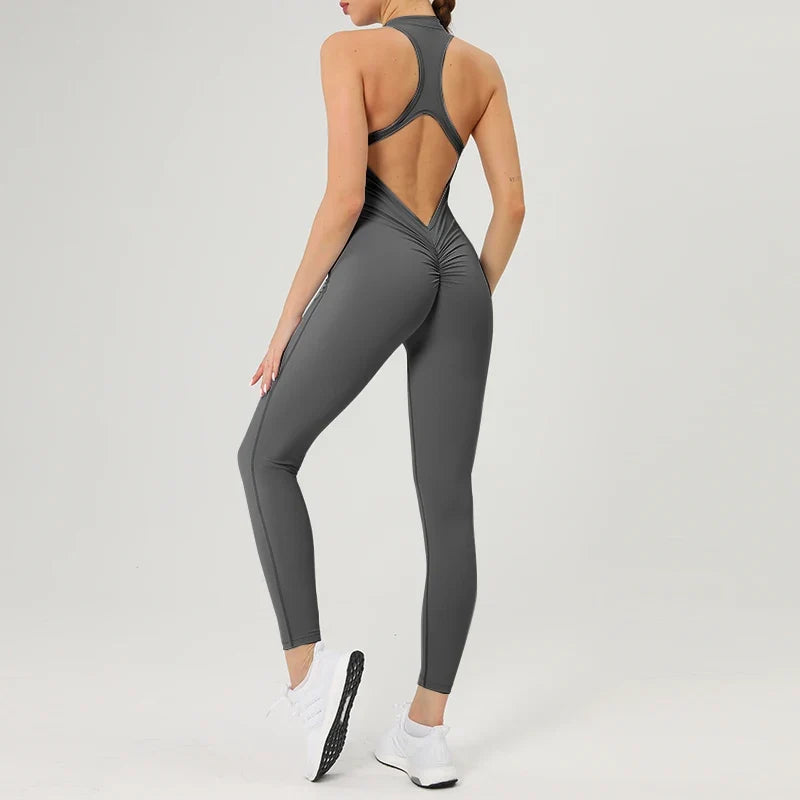 Women's Stylish Stretch Fitness Workout Jumpsuit