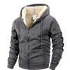 Winter Men’s Fleece Zipper Jacket – Thick Windproof Hooded Coat for Casual Wear & Outdoor Sports