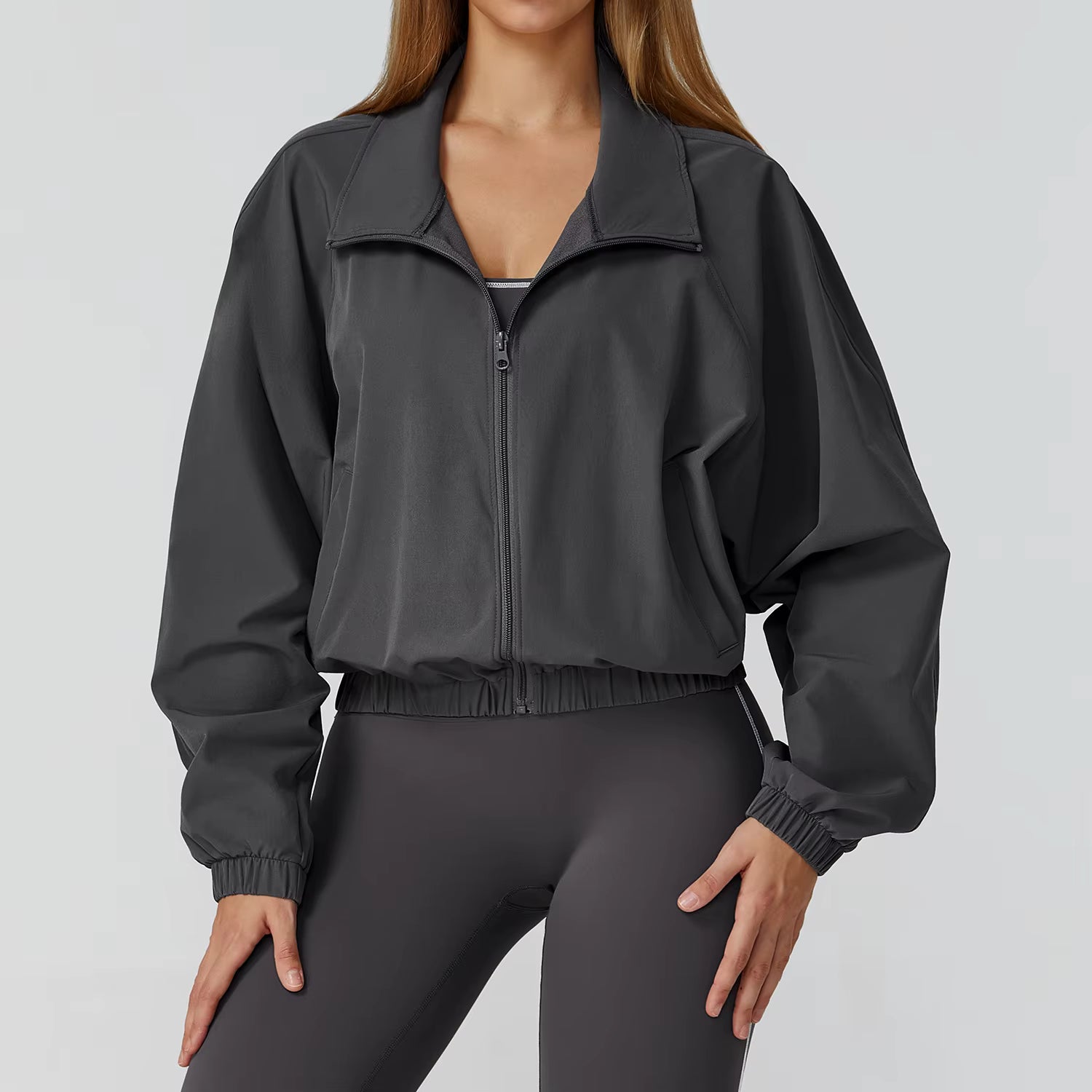 Women's Long Sleeve Fitness Jacket with Pockets