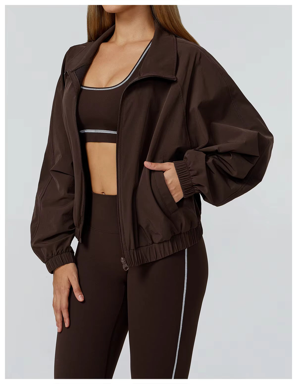 Women's Long Sleeve Fitness Jacket with Pockets