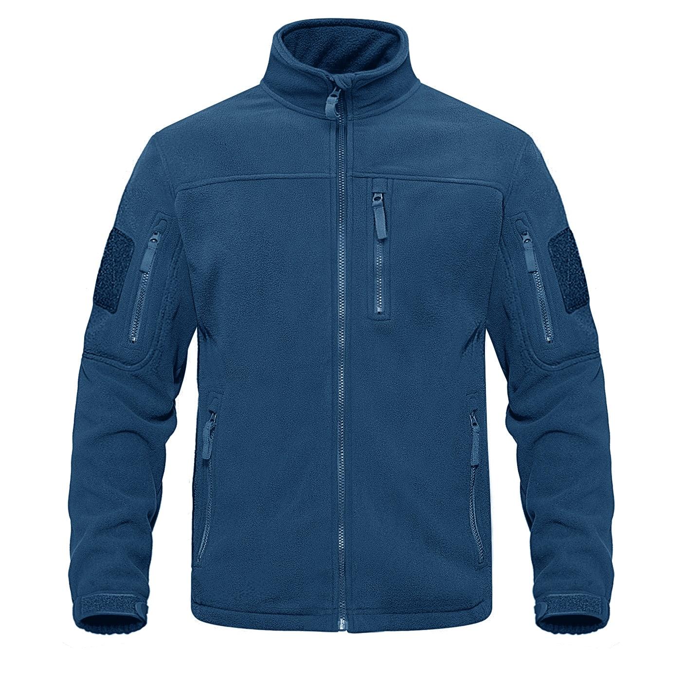 Men's Dark Blue Multi-Pocket Tactical Fleece Jacket