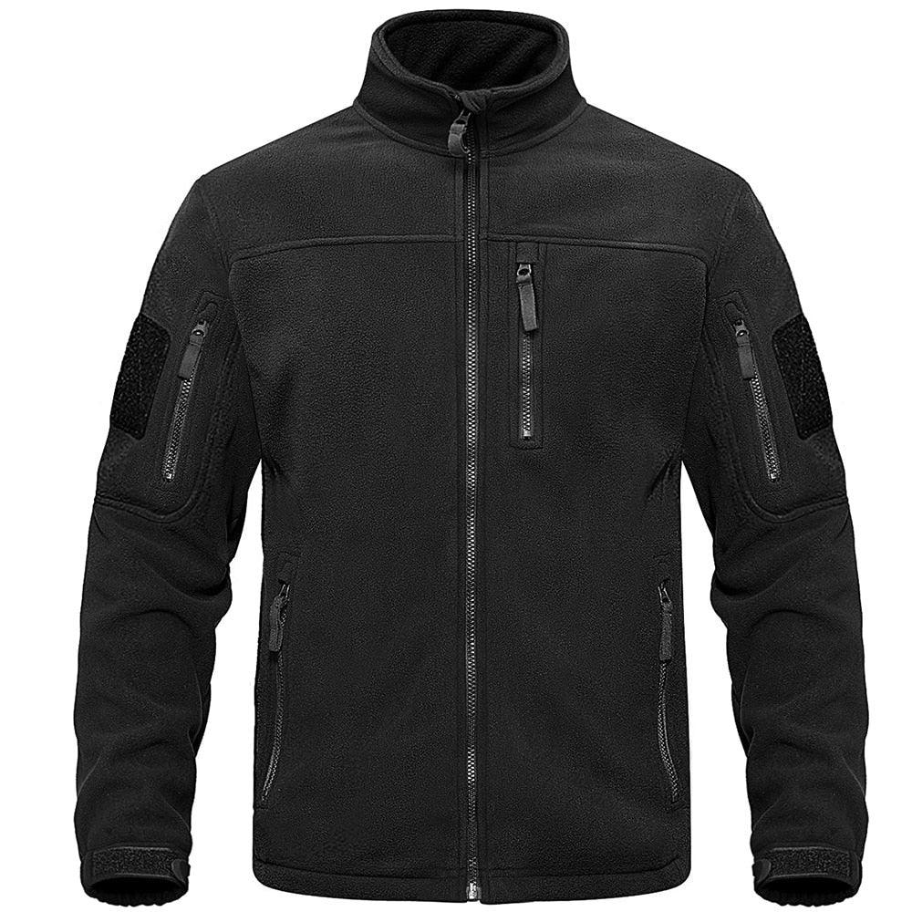 Men's Dark Blue Multi-Pocket Tactical Fleece Jacket