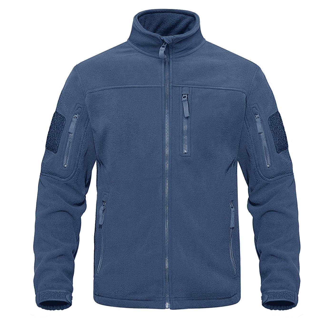 Men's Dark Blue Multi-Pocket Tactical Fleece Jacket