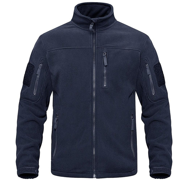 Men's Dark Blue Multi-Pocket Tactical Fleece Jacket