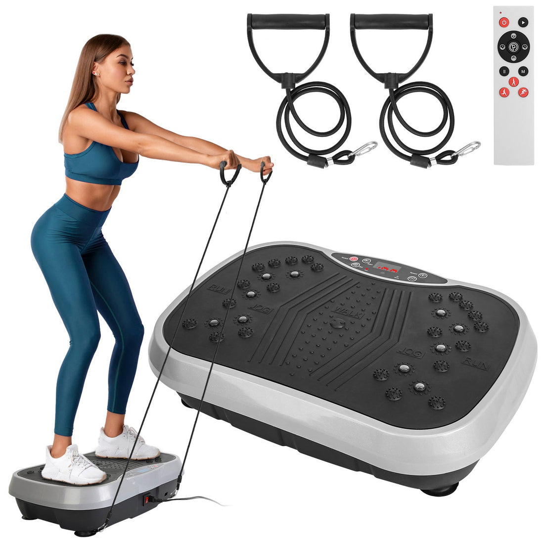 Vibration Exercise Machine with Resistance Bands & Remote