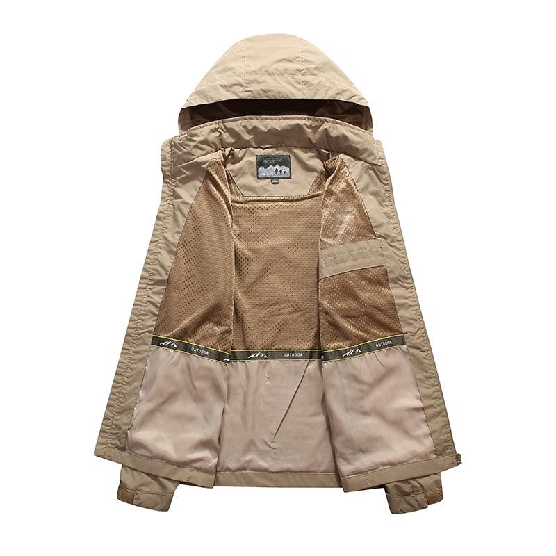 Men's Waterproof Hooded Lightweight Hiking Jacket 5XL